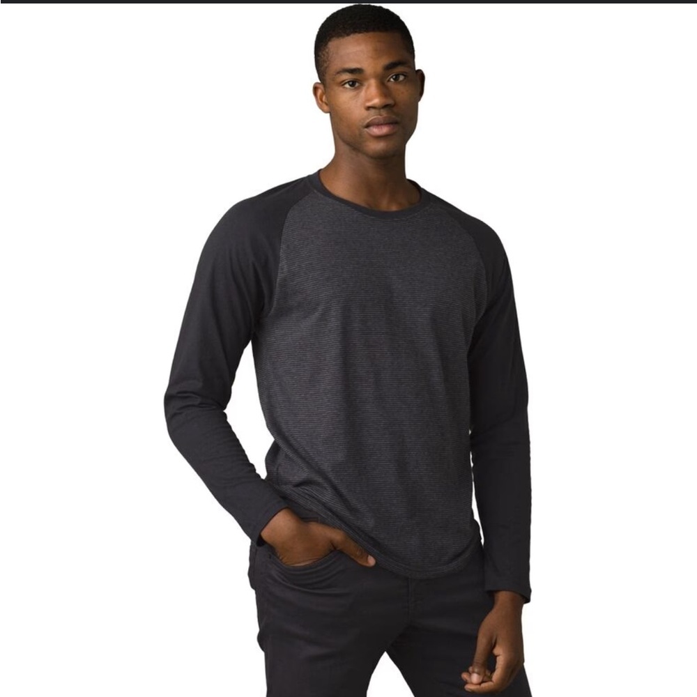 PrAna Baseball Long Sleeve Raglan Charcoal